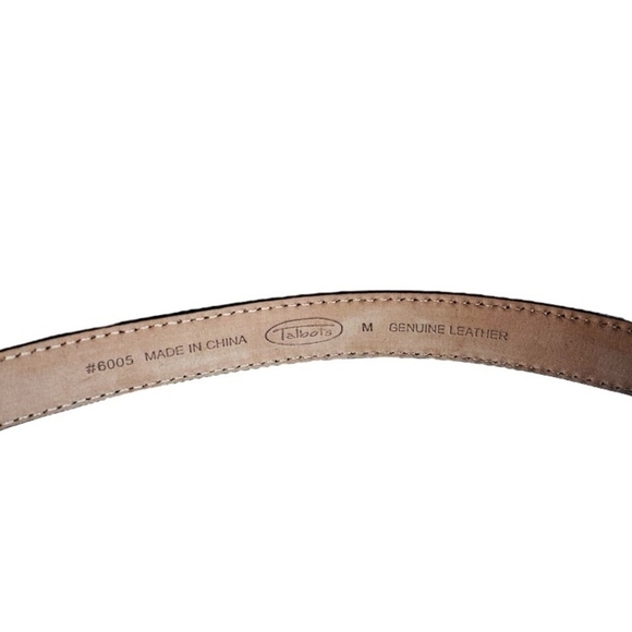 Unisex Belt TALBOTS Black White Seam Genuine Leather Belt Silver Buckle Belt - Picture 5 of 5